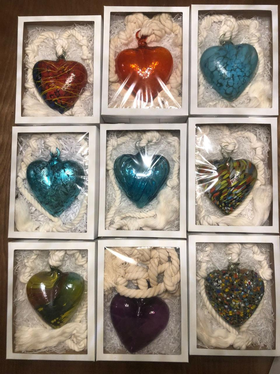 Glass Heart Ornament Collection